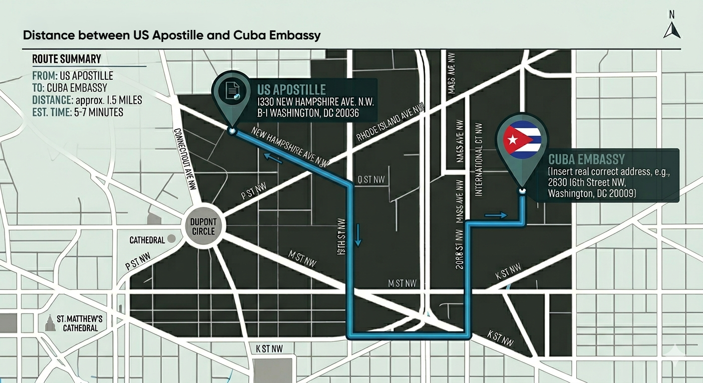 Map of Cuba Embassy Legalization & Authentication Services